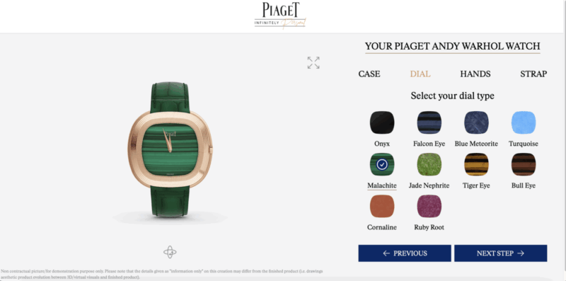 Piaget Andy Warhol konfigurátor számlapok